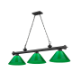 Z-Lite Cordon 3 Light 14" Wide Billiard Chandelier with Green Shades Matte Black / Green