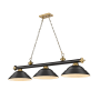 Z-Lite Cordon 3 Light 16" Wide Billiard Chandelier with Matte Black Shades Matte Black / Rubbed Brass / Matte Black