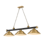 Z-Lite Cordon 3 Light 16" Wide Billiard Chandelier with Rubbed Brass Shades Matte Black / Rubbed Brass / Rubbed Brass