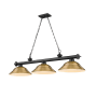 Z-Lite Cordon 3 Light 16" Wide Billiard Chandelier with Rubbed Brass Shades Matte Black / Rubbed Brass