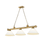 Z-Lite Cordon 3 Light 14" Wide Billiard Chandelier with Matte Opal Shades Rubbed Brass / Matte Opal