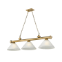 Z-Lite Cordon 3 Light 14" Wide Billiard Chandelier with White Linen Shades Rubbed Brass / White Linen