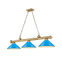 Z-Lite Cordon 3 Light 16" Wide Billiard Chandelier with Electric Blue Shades Rubbed Brass / Electric Blue