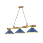 Z-Lite Cordon 3 Light 58" Wide Billiard Chandelier with Navy Blue Shades Rubbed Brass / Navy Blue