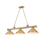 Z-Lite Cordon 3 Light 14" Wide Billiard Chandelier with Rubbed Brass Shades Rubbed Brass / Rubbed Brass