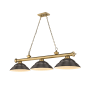 Z-Lite Cordon 3 Light 16" Wide Billiard Chandelier with Bronze Shades Rubbed Brass / Bronze