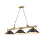 Z-Lite Cordon 3 Light 16" Wide Billiard Chandelier with Matte Black Shades Rubbed Brass / Matte Black