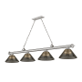 Z-Lite Cordon 4 Light 14" Wide Billiard Chandelier with Smoke Shades Brushed Nickel / Smoke