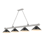 Z-Lite Cordon 4 Light 14" Wide Billiard Chandelier with Matte Black Shades Brushed Nickel / Matte Black