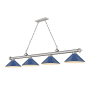 Z-Lite Cordon 4 Light 16" Wide Billiard Chandelier with Navy Blue Shades Brushed Nickel / Navy Blue
