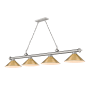 Z-Lite Cordon 4 Light 14" Wide Billiard Chandelier with Rubbed Brass Shades Brushed Nickel / Rubbed Brass