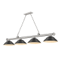 Z-Lite Cordon 4 Light 16" Wide Billiard Chandelier with Matte Black Shades Brushed Nickel / Matte Black