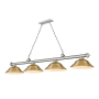Z-Lite Cordon 4 Light 16" Wide Billiard Chandelier with Rubbed Brass Shades Brushed Nickel / Rubbed Brass