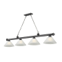 Z-Lite Cordon 4 Light 14" Wide Billiard Chandelier with White Linen Shades Bronze Plated / White Linen