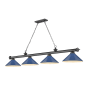 Z-Lite Cordon 4 Light 16" Wide Billiard Chandelier with Navy Blue Shades Bronze Plated / Navy Blue