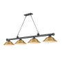 Z-Lite Cordon 4 Light 16" Wide Billiard Chandelier with Rubbed Brass Shades Bronze Plated / Rubbed Brass