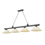 Z-Lite Cordon 4 Light 16" Wide Billiard Chandelier with White Mottle Shades Bronze Plated / White Mottle