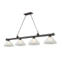 Z-Lite Cordon 4 Light 14" Wide Billiard Chandelier with White Linen Shades Bronze / White Linen