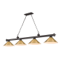 Z-Lite Cordon 4 Light 14" Wide Billiard Chandelier with Rubbed Brass Shades Bronze / Rubbed Brass