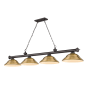 Z-Lite Cordon 4 Light 16" Wide Billiard Chandelier with Rubbed Brass Shades Bronze / Rubbed Brass