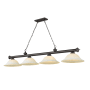 Z-Lite Cordon 4 Light 16" Wide Billiard Chandelier with White Mottle Shades Bronze / White Mottle