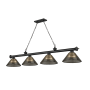 Z-Lite Cordon 4 Light 14" Wide Billiard Chandelier with Smoke Shades Matte Black / Smoke
