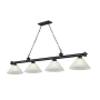 Z-Lite Cordon 4 Light 14" Wide Billiard Chandelier with White Linen Shades Matte Black / White Linen