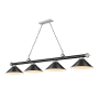 Z-Lite Cordon 4 Light 14" Wide Billiard Chandelier with Matte Black Shades Matte Black / Brushed Nickel / Matte Black