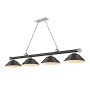 Z-Lite Cordon 4 Light 16" Wide Billiard Chandelier with Matte Black Shades Matte Black / Brushed Nickel / Matte Black