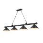 Z-Lite Cordon 4 Light 14" Wide Billiard Chandelier with Matte Black Shades Matte Black / Matte Black