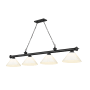 Z-Lite Cordon 4 Light 14" Wide Billiard Chandelier with White Shades Matte Black / White