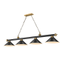 Z-Lite Cordon 4 Light 14" Wide Billiard Chandelier with Matte Black Shades Matte Black / Rubbed Brass / Matte Black
