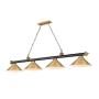 Z-Lite Cordon 4 Light 14" Wide Billiard Chandelier with Rubbed Brass Shades Matte Black / Rubbed Brass / Rubbed Brass