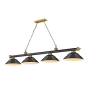 Z-Lite Cordon 4 Light 16" Wide Billiard Chandelier with Matte Black Shades Matte Black / Rubbed Brass / Matte Black