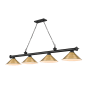 Z-Lite Cordon 4 Light 14" Wide Billiard Chandelier with Rubbed Brass Shades Matte Black / Rubbed Brass