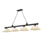 Z-Lite Cordon 4 Light 16" Wide Billiard Chandelier with White Mottle Shades Matte Black / White Mottle