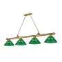 Z-Lite Cordon 4 Light 14" Wide Billiard Chandelier with Green Shades Rubbed Brass / Green