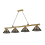 Z-Lite Cordon 4 Light 14" Wide Billiard Chandelier with Smoke Shades Rubbed Brass / Smoke