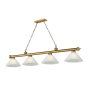 Z-Lite Cordon 4 Light 14" Wide Billiard Chandelier with White Linen Shades Rubbed Brass / White Linen