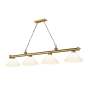 Z-Lite Cordon 4 Light 14" Wide Billiard Chandelier with White Shades Rubbed Brass / White