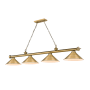Z-Lite Cordon 4 Light 14" Wide Billiard Chandelier with Rubbed Brass Shades Rubbed Brass / Rubbed Brass