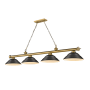 Z-Lite Cordon 4 Light 16" Wide Billiard Chandelier with Matte Black Shades Rubbed Brass / Matte Black