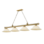 Z-Lite Cordon 4 Light 16" Wide Billiard Chandelier with White Mottle Shades Rubbed Brass / White Mottle