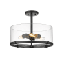 Z-Lite Callista 3 Light 14" Wide Semi-Flush Drum Ceiling Fixture Matte Black