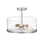 Z-Lite Callista 3 Light 14" Wide Semi-Flush Drum Ceiling Fixture Polished Nickel