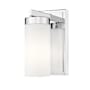 Z-Lite Danica 9" Tall Bathroom Sconce with Ribbed, Frosted Glass Shade Chrome