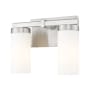 Z-Lite Danica 2 Light 12" Wide Vanity Light with Ribbed, Frosted Glass Shades Brushed Nickel