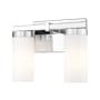 Z-Lite Danica 2 Light 12" Wide Vanity Light with Ribbed, Frosted Glass Shades Chrome