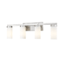 Z-Lite Danica 4 Light 30" Wide Vanity Light with Ribbed, Frosted Glass Shades Brushed Nickel