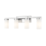Z-Lite Danica 4 Light 30" Wide Vanity Light with Ribbed, Frosted Glass Shades Chrome